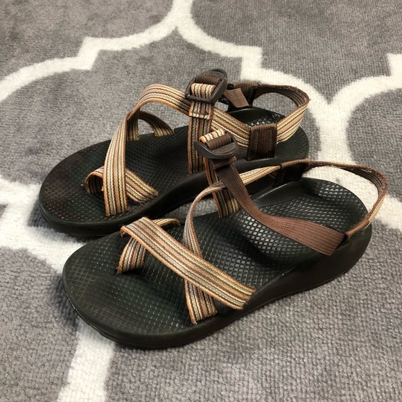 Chaco Sandals Chacos Womens Size 8 Brown Orange Striped Open Toe - Picture 1 of 13
